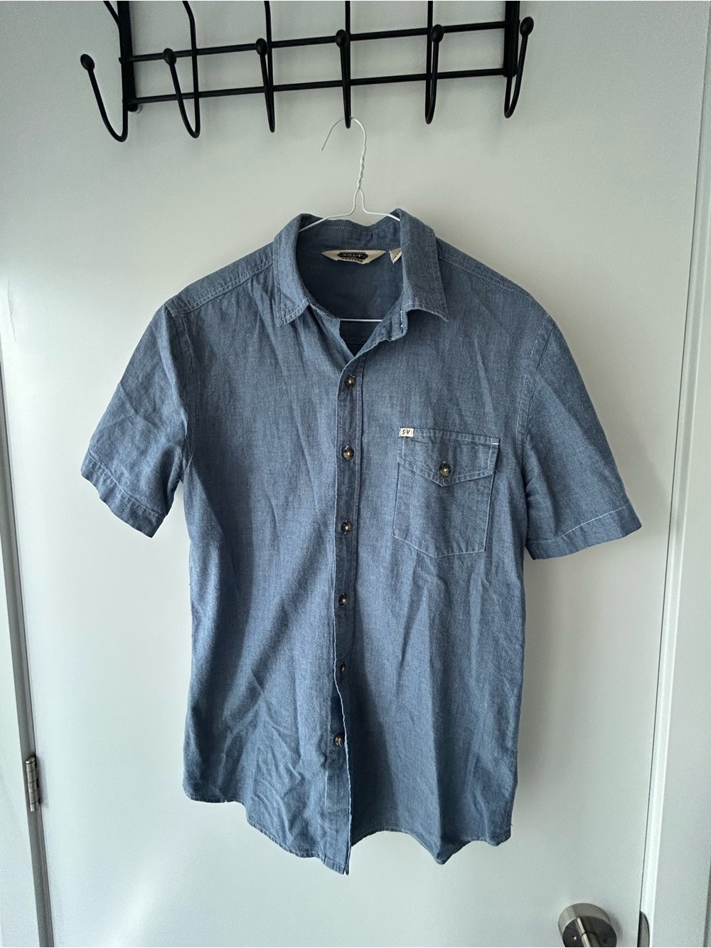 Casual Short-Sleeve Button-Down Shirt - Blue